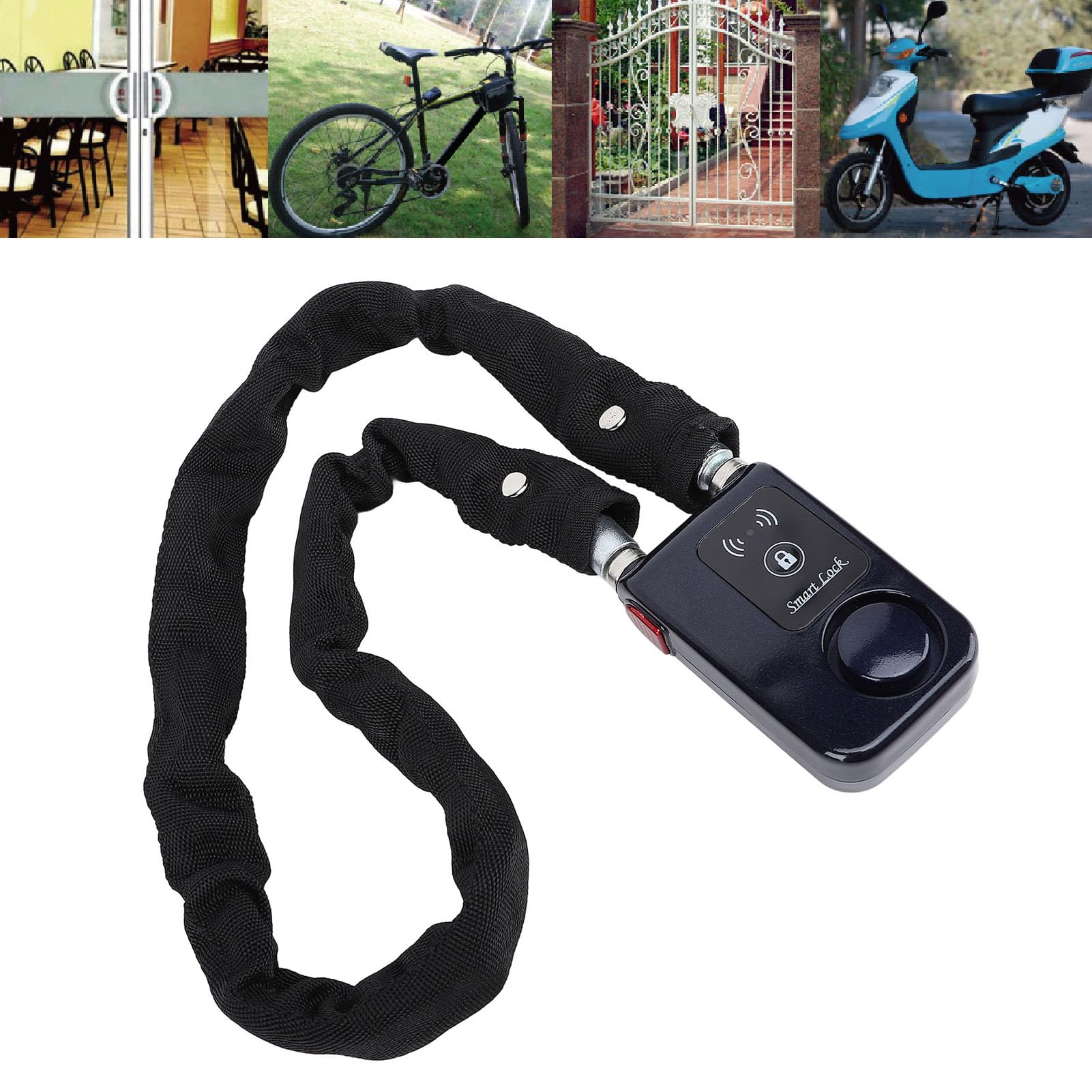 Lucchetto Catena Intelligente Bluetooth per Bici e Scooter Elettrico - Impermeabile, Antifurto con Controllo APP e Avviso (BLU)