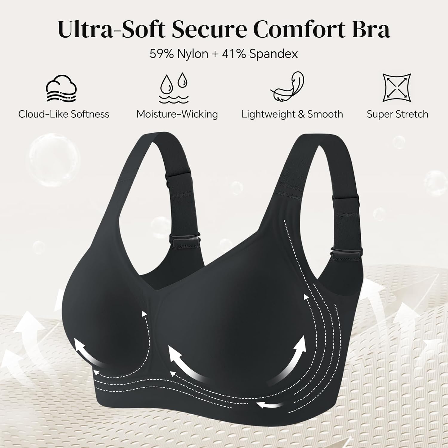 UIMERO Bras for Women No Underwire, Seamless Supportive Wireless Bra, Minimizer Womens Bras, Full Coverage T-Shirt Bra - Image 4