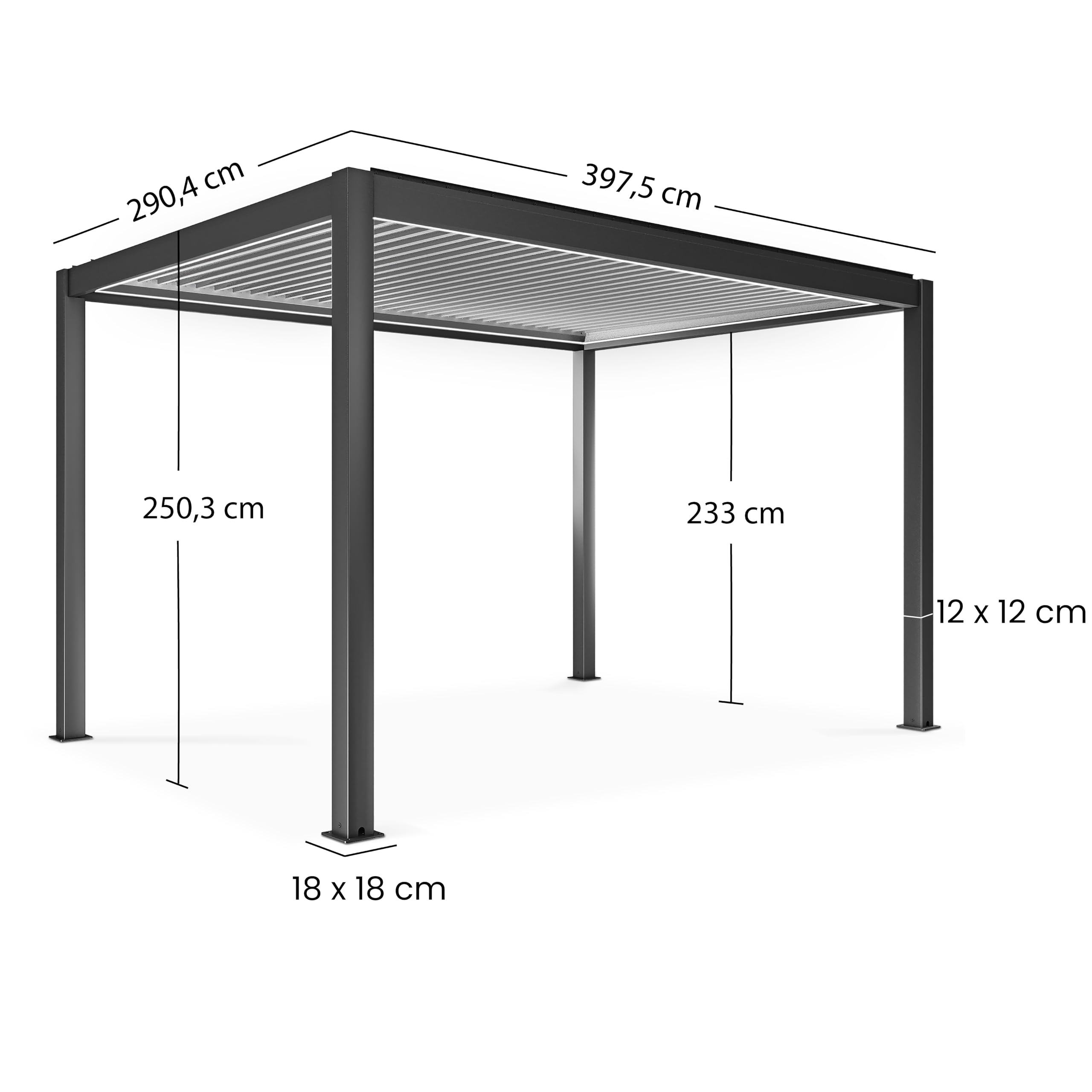 Oviala Pergola bioclimatique autoportée motorisée et éclairée 3x4 m Blanc