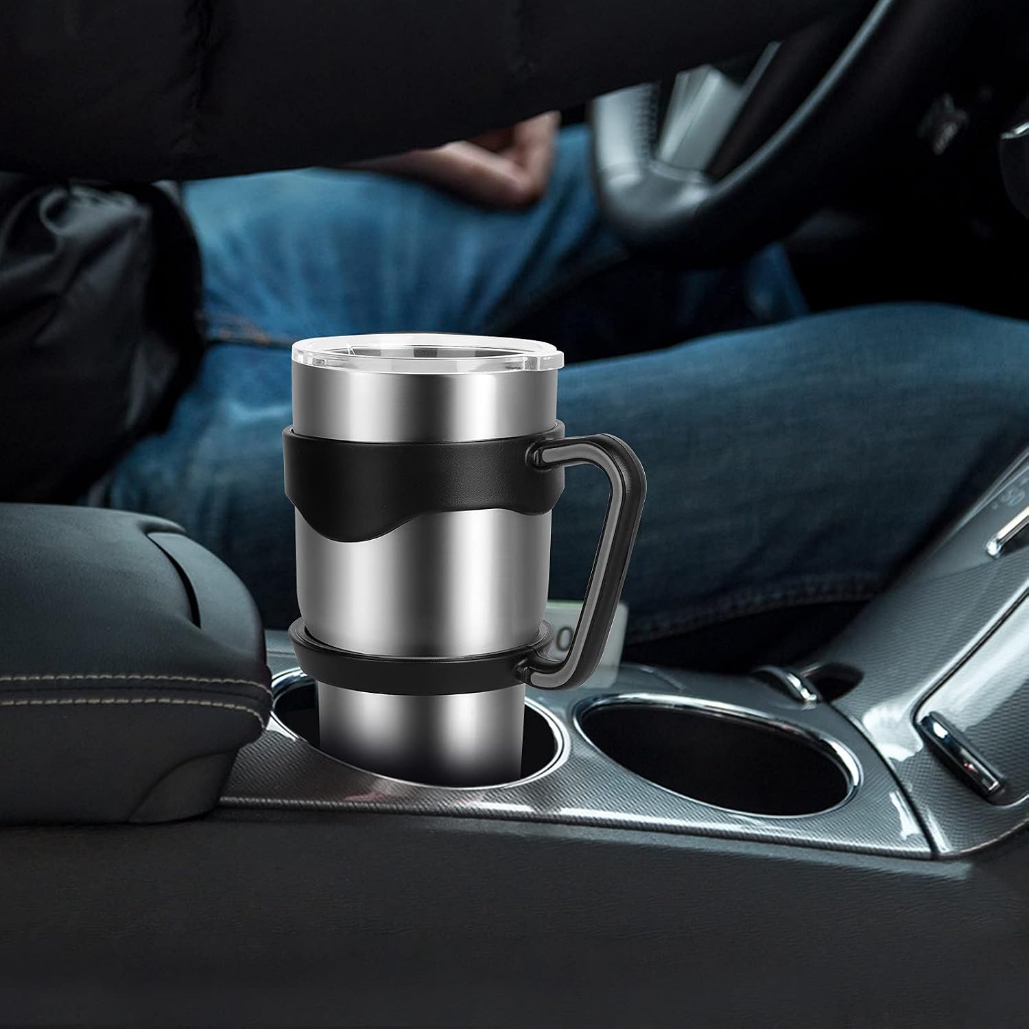 2 Pack Cup Handle for 30 oz Tumblers, Handles for 30 Ounce Tumblers Yeti Rambler Handle BPA Free Cup Holder for Stainless Steel Tumblers, RTIC (OLD VERSION), SIC, Travel Tumbler Mugs, Black & Pink