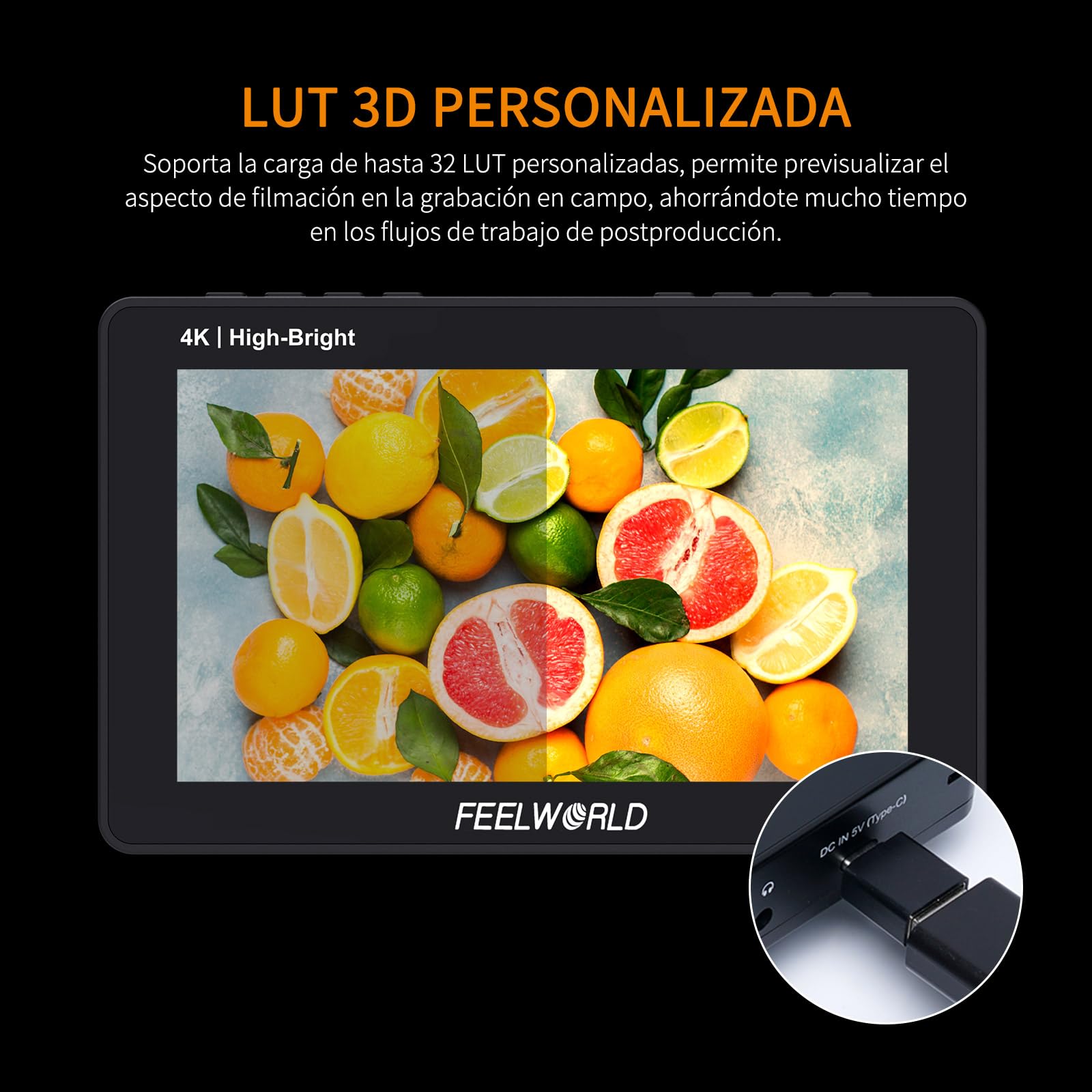 FEELWORLD F5PROX Monitor de Campo para Cámara Pantalla Táctil 3D LUT de 5,5 Pulgadas y 1600 nits 1920x1080 IPS 4K HDMI Monitor de Cámara DSLR F970 Kit de Montaje Externo | 4K HDMI In Out, 3D LUT, HDR Waveform Histogramm Focus Assist, for Professional Vide