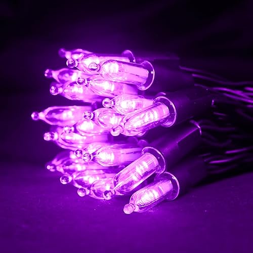 Miniatura 3 de MULTI-SPARKING - Luces de Halloween operadas con batería - 50 luces LED mini moradas para árbol pequeño, corona, manualidades, decoración de