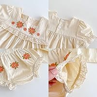 Vista 3 de Mameluco de lino para niña pequeña, vestido de manga hinchada con burbujas florales, ropa para recién nacidos, vestido de ciervo de Navidad