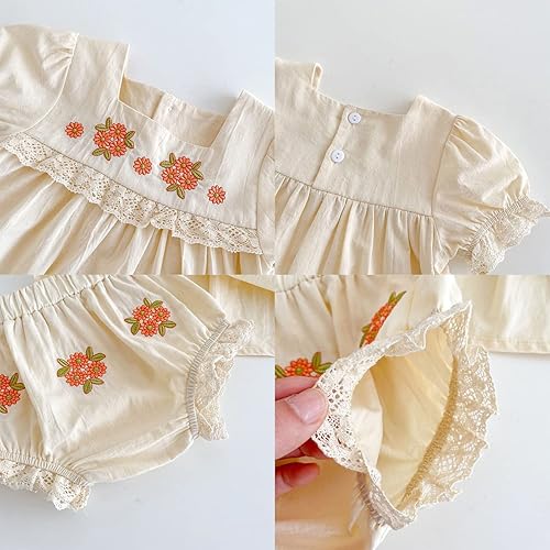 Miniatura 3 de Mameluco de lino para niña pequeña, vestido de manga hinchada con burbujas florales, ropa para recién nacidos, vestido de ciervo de Navidad