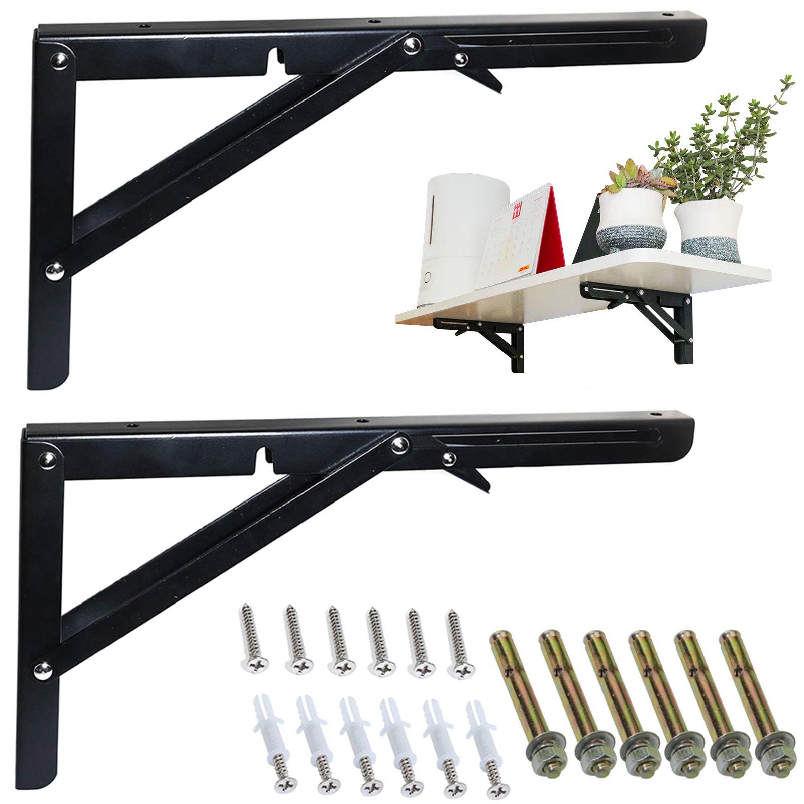 Buy Boeray 16" Folding Shelf Bracket Carbon Steel Triangle Wall Support