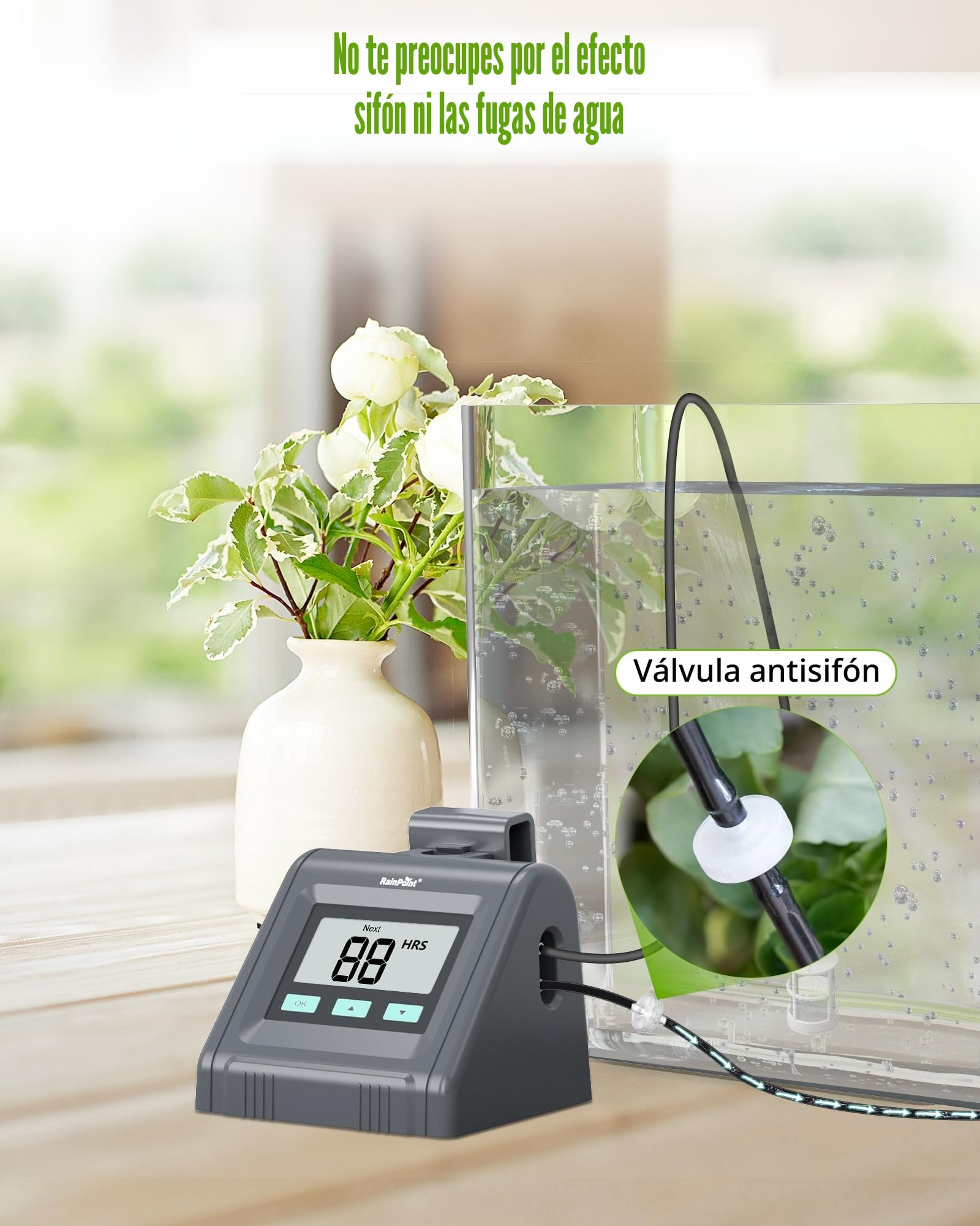 RAINPOINT Riego por Goteo Automático, Volumen de Agua Ajustable, Sistema de Riego Automático para Hasta 10 Plantas y Macetas de Interior