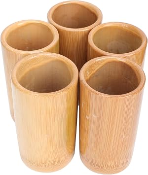 Angoily Bamboo Fire Cupping Set 5Pcs Body Massage Suction Cups for Home Therapy and Muscle Relaxation Natural Bamboo Material 3.93X2.36X2.36 Inch Each