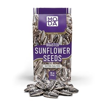 MODA Roasted Sunflower Seeds, 10 oz 284g, Crunchy Sunflower Seeds Snack, Fresh Roasted, Ready to Eat, Multiple Flavors Extra Salted