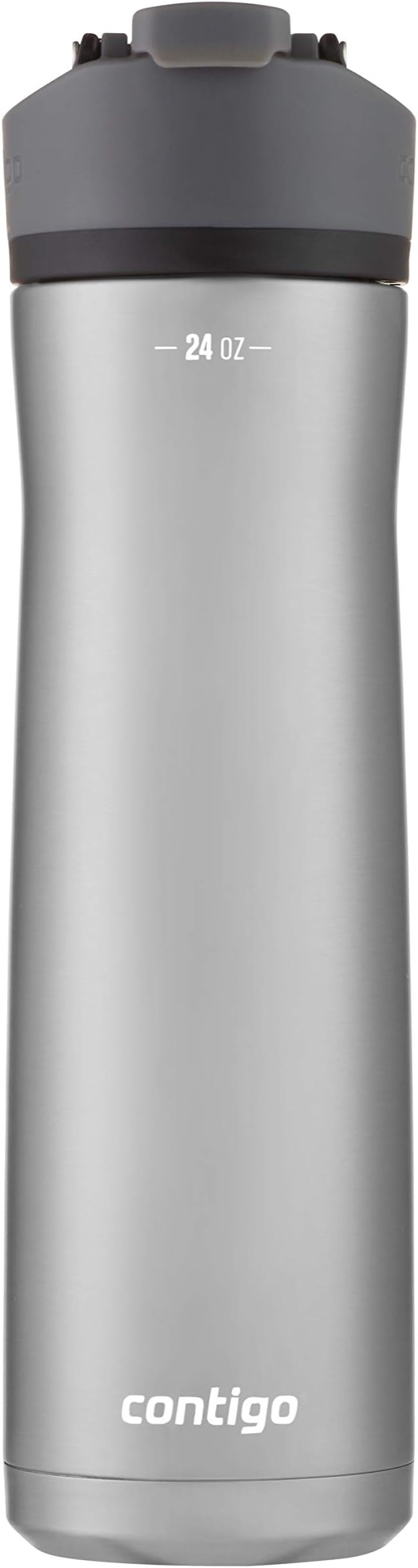 Cortland Chill 2.0 Vacuum-Insulated Stainless Steel Water Bottle, Spill-Proof Sip Technology, Interchangeable Lid, 24oz, Steel/Licorice, Perfect for Fitness Travel Everyday Use