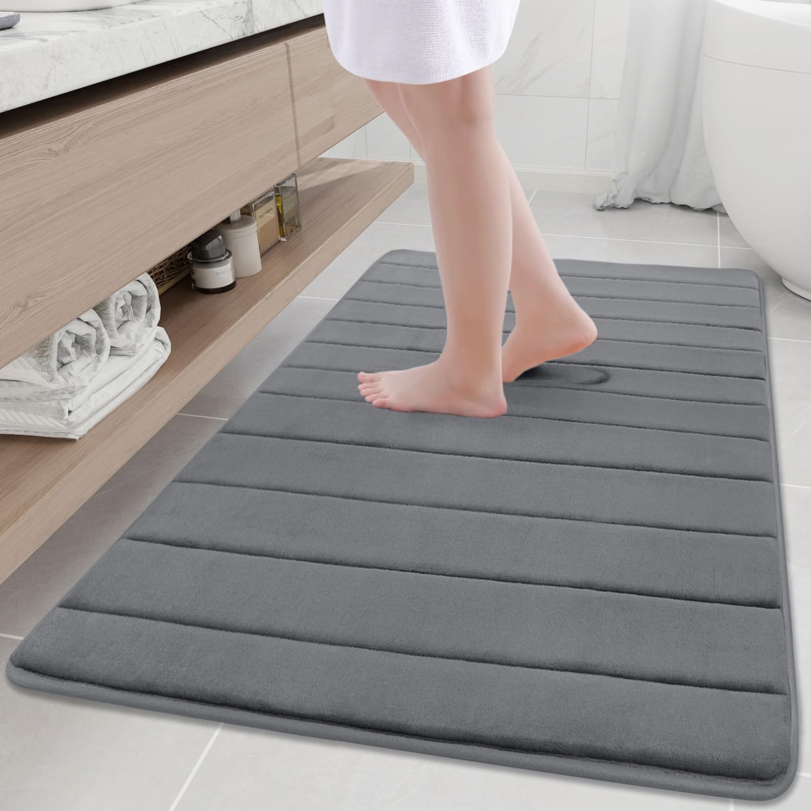 Buganda Memory Foam Bath Mat, 47" x 32", Ultra Soft and Non-Slip Bathroom Rugs, Water Absorbent and Machine Washable Bath Rug Runner for Bathroom,
