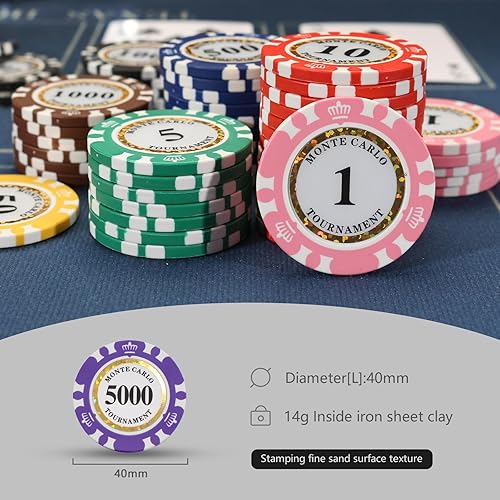 Vista 15 de Fichas de póquer de arcilla 0.48 oz numeradas Blackjack Chips Set 200pc Casino Poker Fichas Denominación Fichas de Casino Texas Holdem Chip Bulk