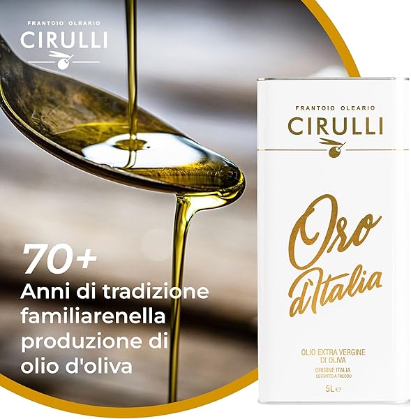 Cirulli 100% Italian Extra Virgin Olive Oil - 5L Can - Premium EVO Oil - Extra Virgin Oil with Ancient Roots - Early Harvest - Hand Harvested - Rich in Polyphenols - Fruity Aroma - 3