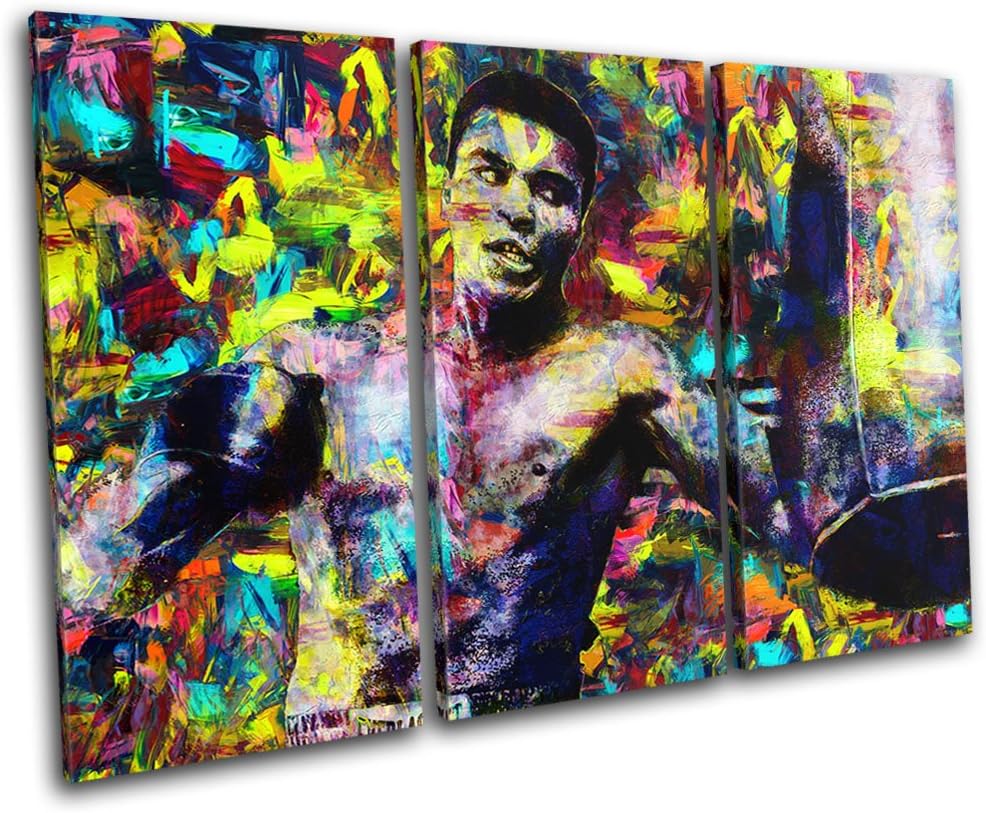 Bold Bloc DesignMuhammad Ali Pop Iconic Celebrities 120x80cm Treble Canvas Art Print Box Framed Picture Wall Hanging - Hand Made in The UK - Framed and Ready to Hang