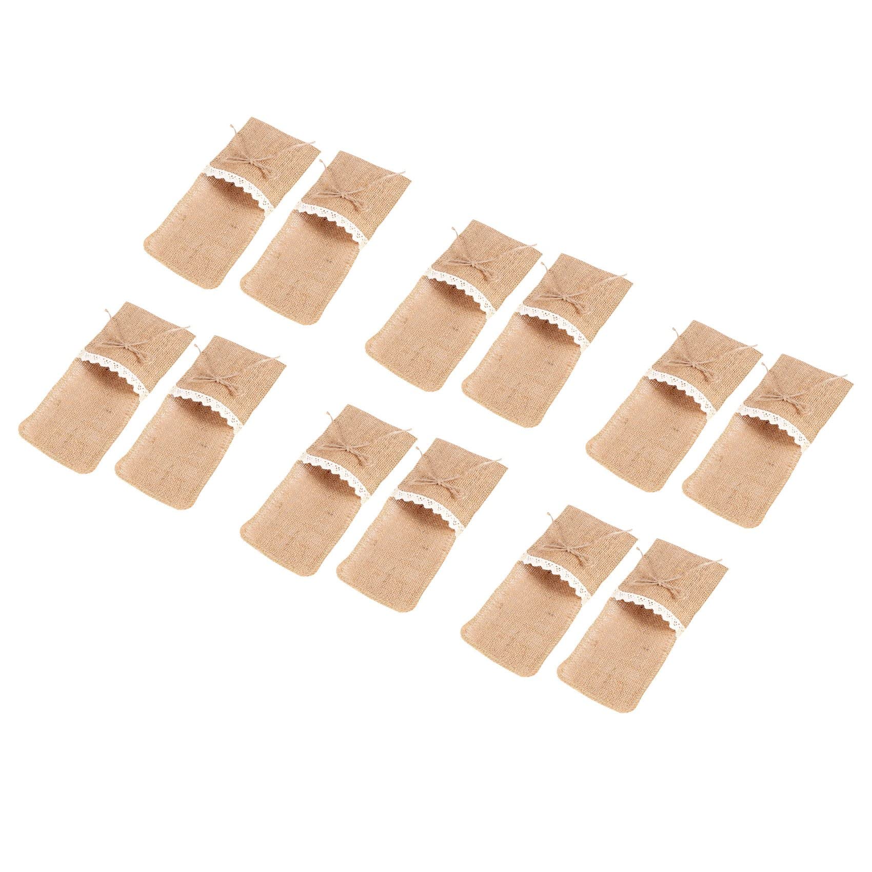 Hndhbfgrt 120PCS Country Wedding Table Silverware Holder Natural Burlap Cutlery Pockets Fork Pockets Rustic Wedding Decoration