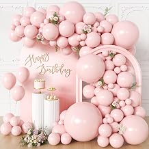 KALOR Light Pink Balloons 135 pcs Different Sizes 36 18 12 10 5 Inch Latex Balloons Matte Arch Kit Garland for Birthday Graduation Baby Shower Anniversary Wedding Party Decorations