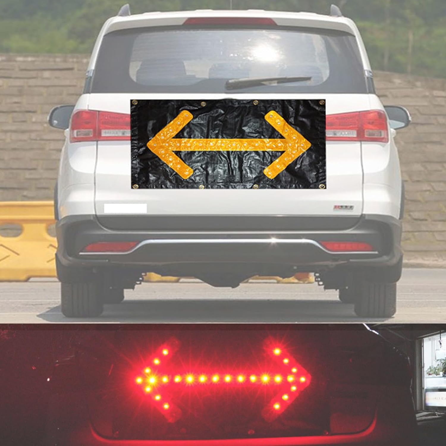 Luz de guía de tráfico magnética plegable de 18" x 33,5" - Señal de flecha de tráfico LED for mantenimiento de carreteras y señales de emergencia