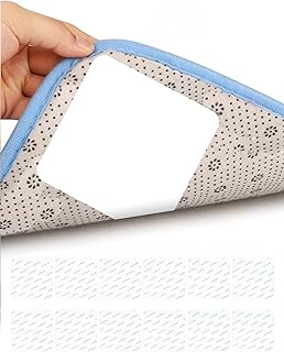 Sponsored Ad - GOJUSO 12PCS White Squares Non Slip Rug Grippers for Hardwood Floors Corner Area Rugs Carpet Grippers Washa...