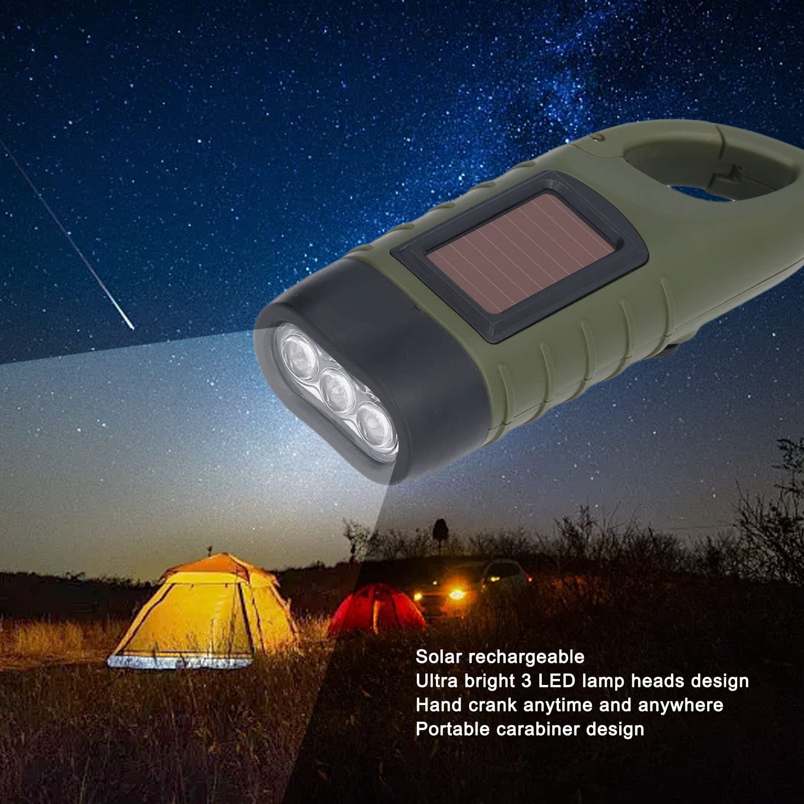 Septpenta Solar Taschenlampe Mit Handkurbel – Wiederaufladbare LED-Lampe Für Camping & Notfall (ca. 12 Cm)