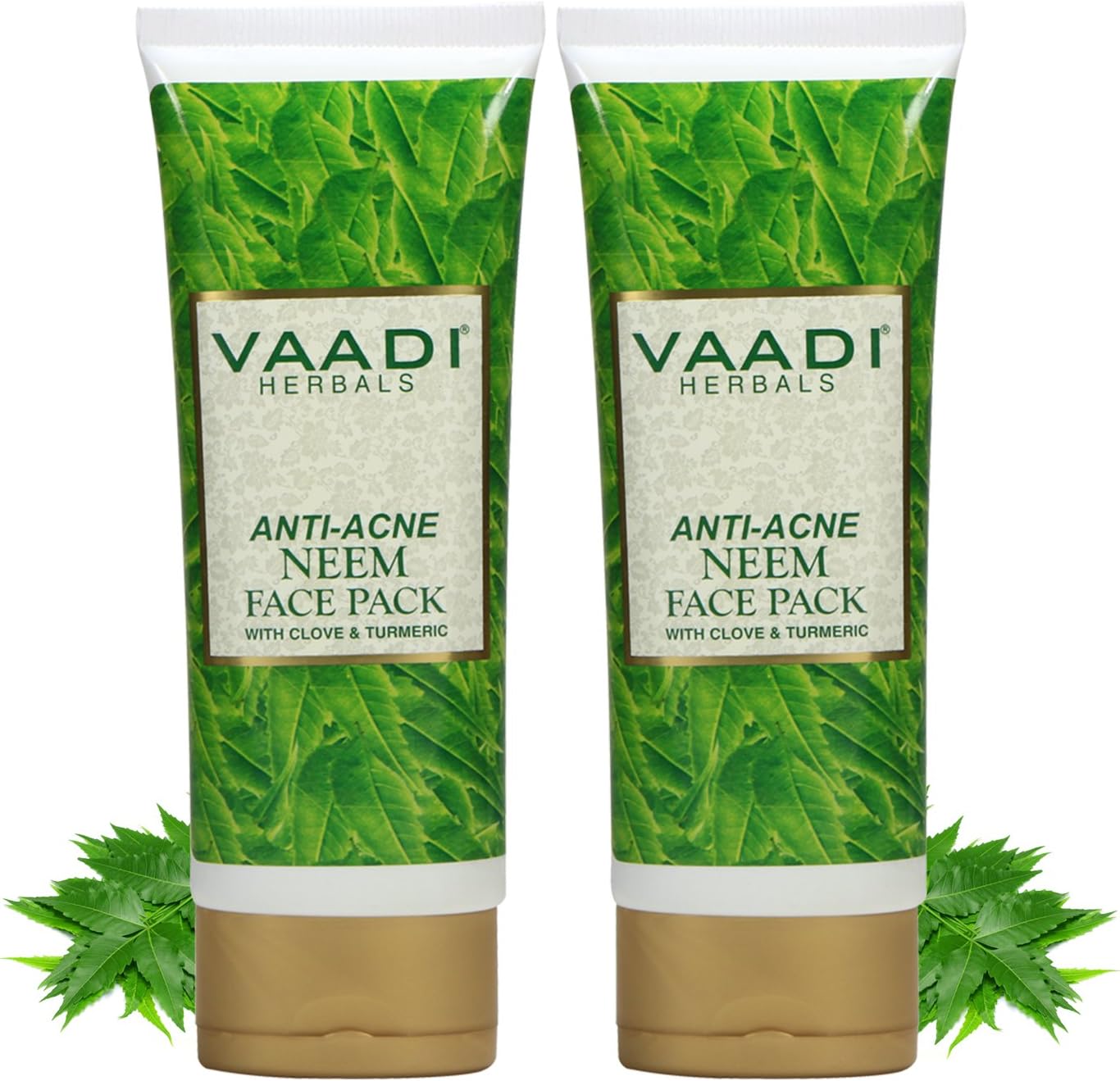 Anti-acne Neem Face Pack with Clove & Turmeric - Herbal Face Pack - ALL Natural - Paraben Free - Sulfate Free - Suitable for Both Men and Women - Good for All Skin Types (Oily, Glowing, Dry, Normal, Combination, Sensitive) - Value Pack of 2 X 120gms (8.5 Ounces) - Vaadi Herbals