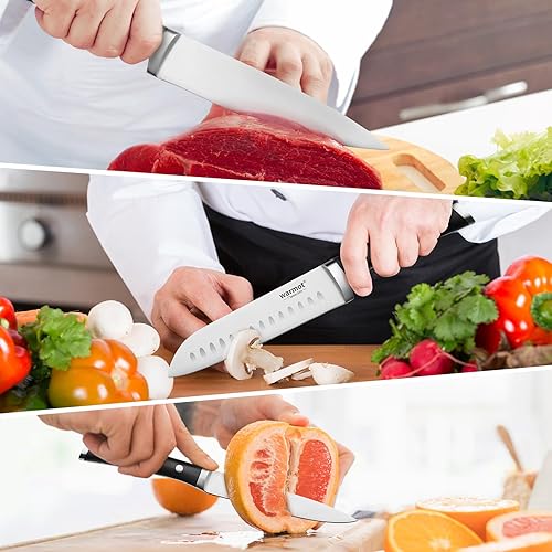 Miniatura 5 de Juego de cuchillos de cocina profesional, juego de cuchillos de chef de 3 piezas, cuchillos afilados para cocina, acero inoxidable de alto carbono,