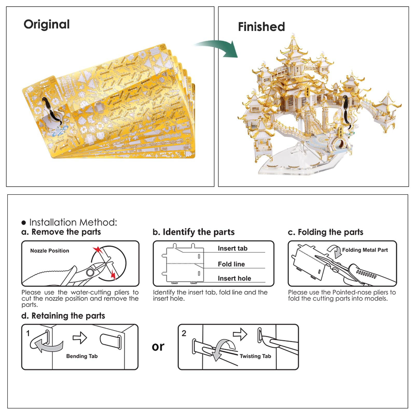 Piececool Kit di modelli 3D in metallo per adulti per costruire il palazzo lunare kit di costruzione di modelli puzzle 3D per adulti in metallo puzzle puzzle kit fai da te per la decorazione della