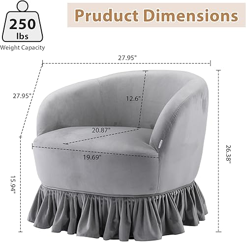 Miniatura 2 de Hdxdkog Sillas giratorias de barril de abrazo, sillones redondos de 360 grados con tapizado ancho, silla de tela esponjosa para sala de estar,