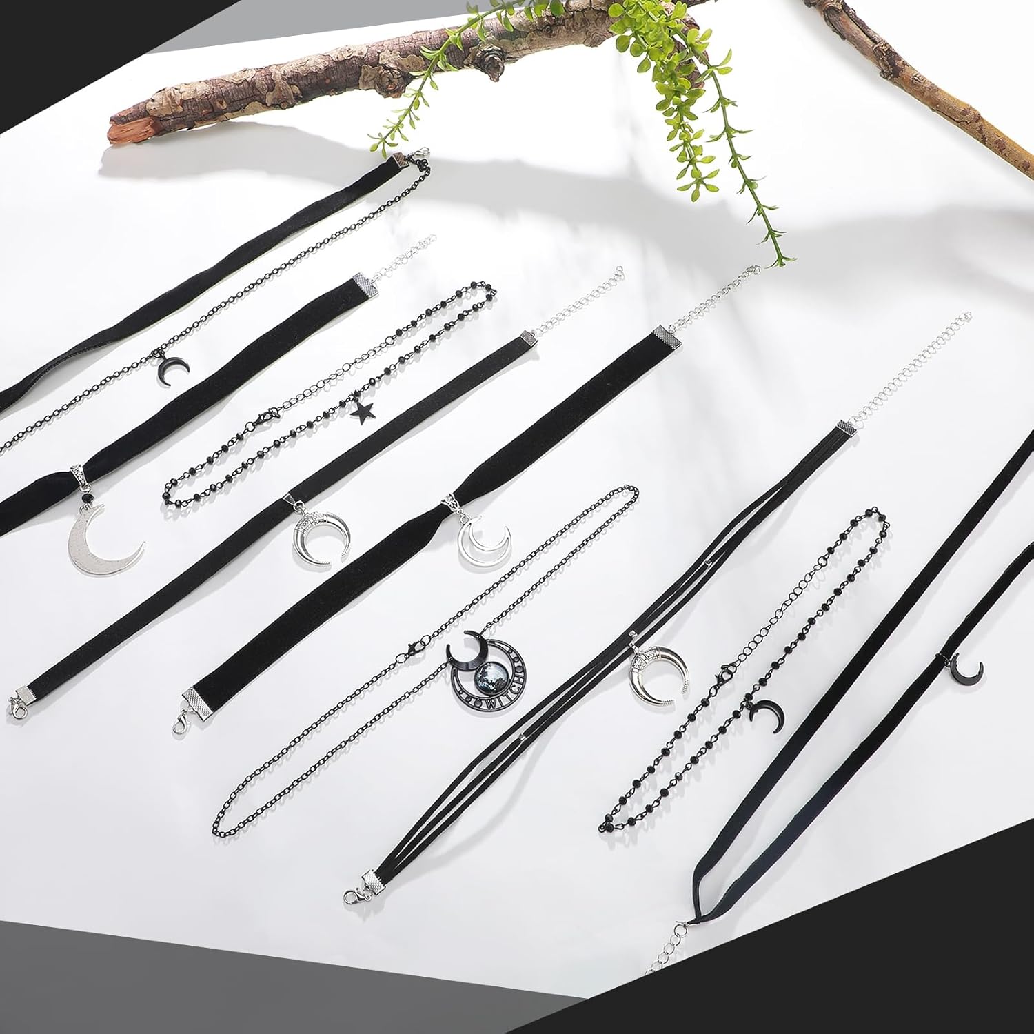 9 Pcs Gothic Choker Necklace for Women Black Star Moon Vintage Y2k Rock Necklace for Mother's Day Jewelry Gift - Image 3