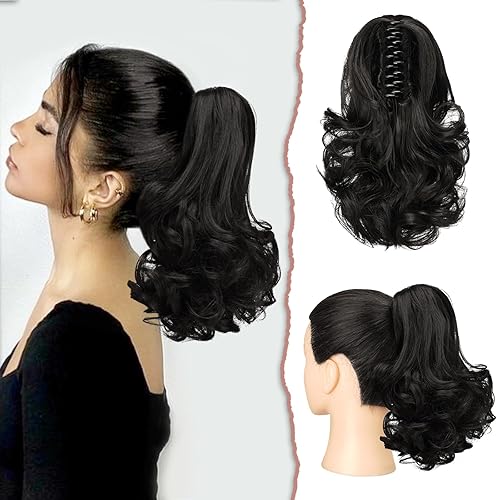 Miniatura 26 de Sofeiyan - Extensión de cola de caballo de 13.0 pulgadas, rizada y larga, con pinza, extensiones de pelo sintético de aspecto natural para mujer