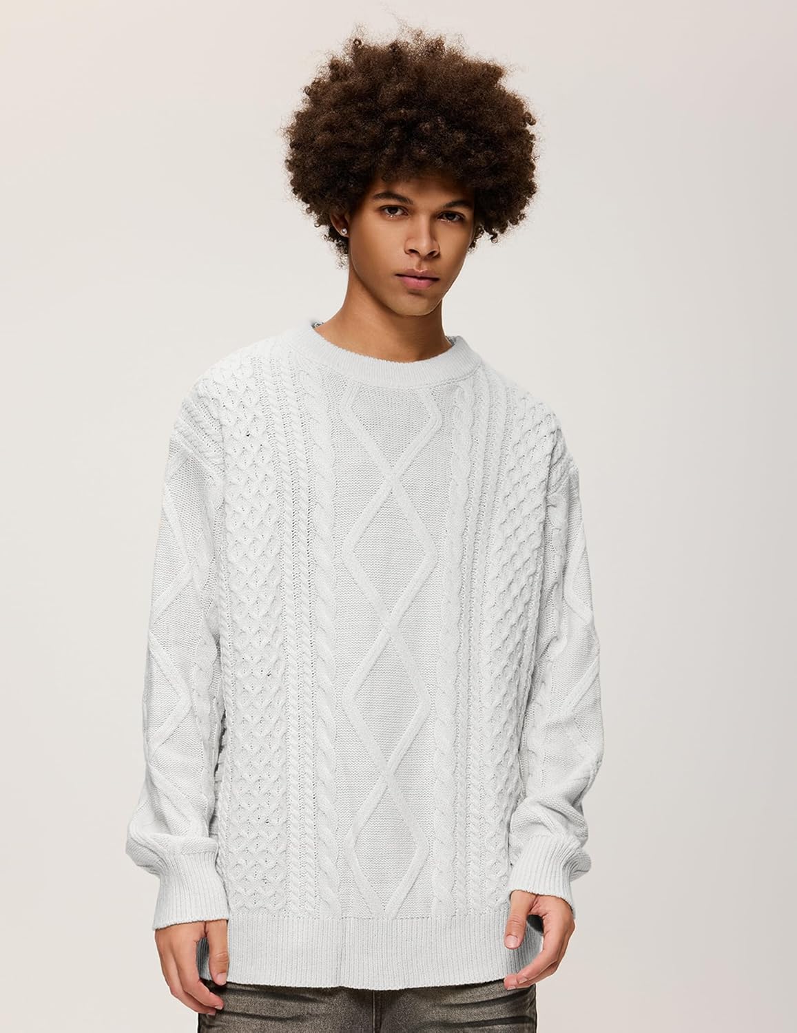 Aelfric Eden Cable Knit Sweater Men Oversized Rory Gilmore Crewneck Knitted Sweater Pullover 2024 Vintage Fall Sweaters Tops - Image 2