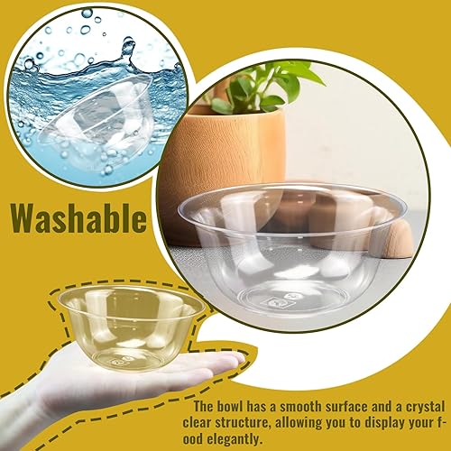 Miniatura 6 de BadenBach Paquete de 100 cuencos de plástico duro de 10 onzas, cuencos de plástico transparente desechables de plástico transparente para sopa,