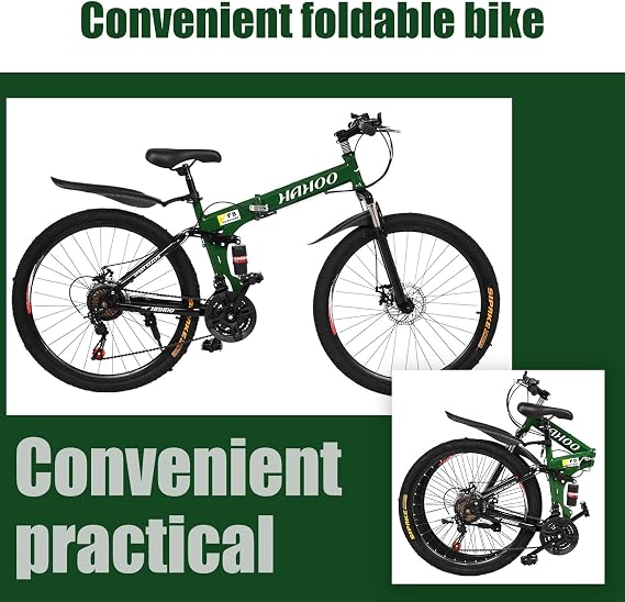 Mountain Bike 26 21 Speed Carbon Steel PU Folding Easy Assembly MTB Outdoor Activity Daily Bicycle Full Suspension Outdoor Bike for Men Women Red Black