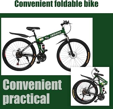 Mountain Bike 26 21 Speed Carbon Steel PU Folding Easy Assembly MTB Outdoor Activity Daily Bicycle Full Suspension Outdoor Bike for Men Women Red Black