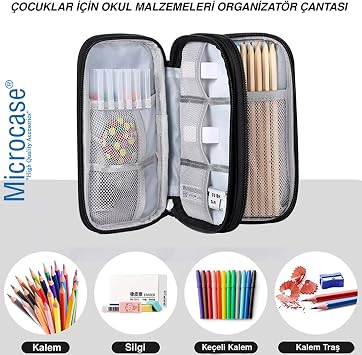 Microcase Portable 8 Compartment Multi HDD Organizer Bag with Double Layer and Zipper -YB101 (M Size 12x21cm)