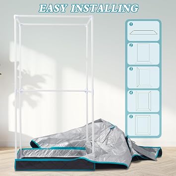 Portable Steam Saunas,Full Body Steam Sauna Box with 3L Steamer Pots for Home Spa,Sauna Tents 16 Levels 99 Minutes with Remote Control,Foldable Chair 33.8''x 33.8''x 65.74''