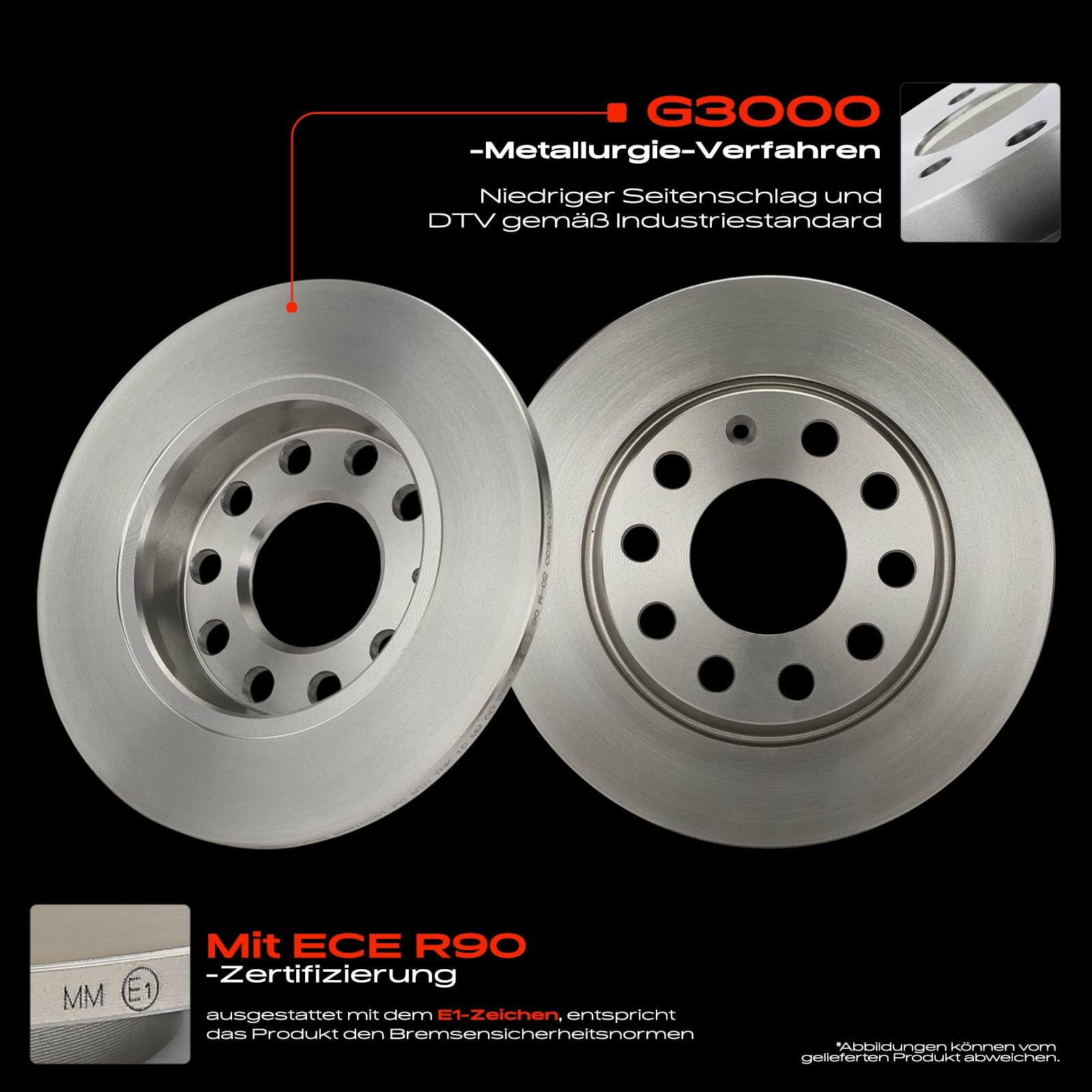 Frankberg Bremsensatz inkl. 2x Bremsscheiben + 4x Bremsbeläge Hinten Kompatibel mit A4 8E2 Exeo ST 3R5 A4 Avant 8E5 A4 Avant 8ED A4 8EC Replace# 8E0698451B,8E0615601D