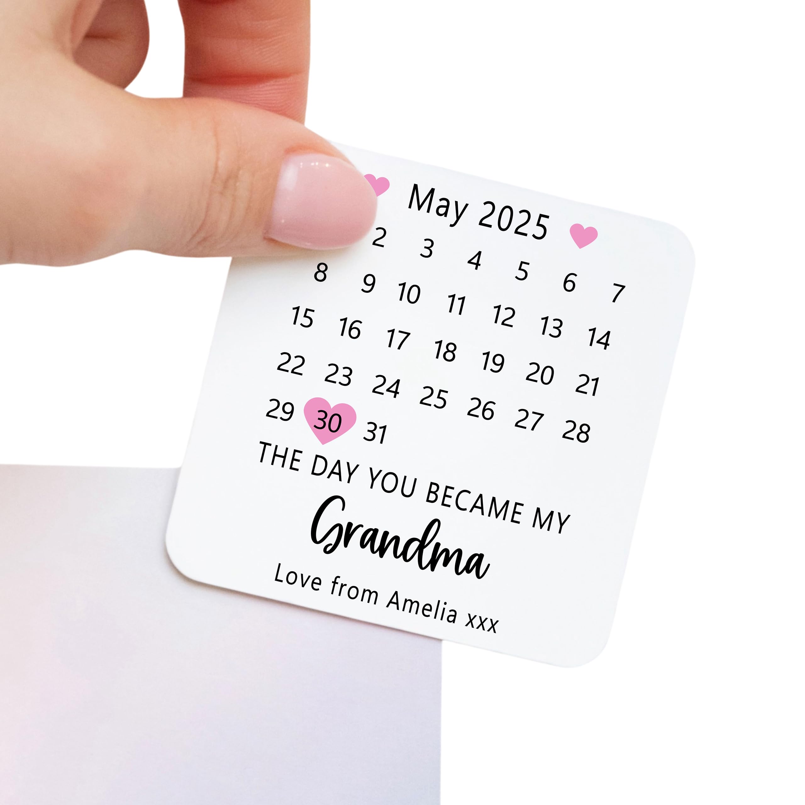 Personalised Metal Fridge Magnet Gift | The Day You Became My Grandma Magnet with Date & Love From Message