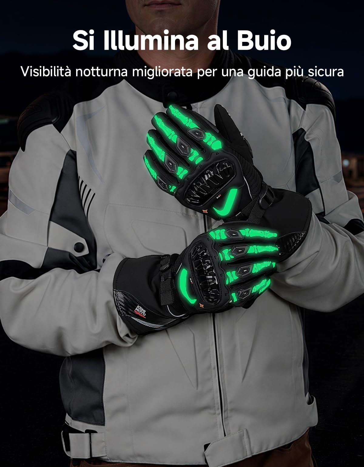 KEMIMOTO Guanti Moto Invernali, Guanti da Moto Termici Uomo Donna con Touch Screen e Impermeabile Protezione, Adatti da 0°C a 5°C, Ideali per Motociclismo a Ciclismo