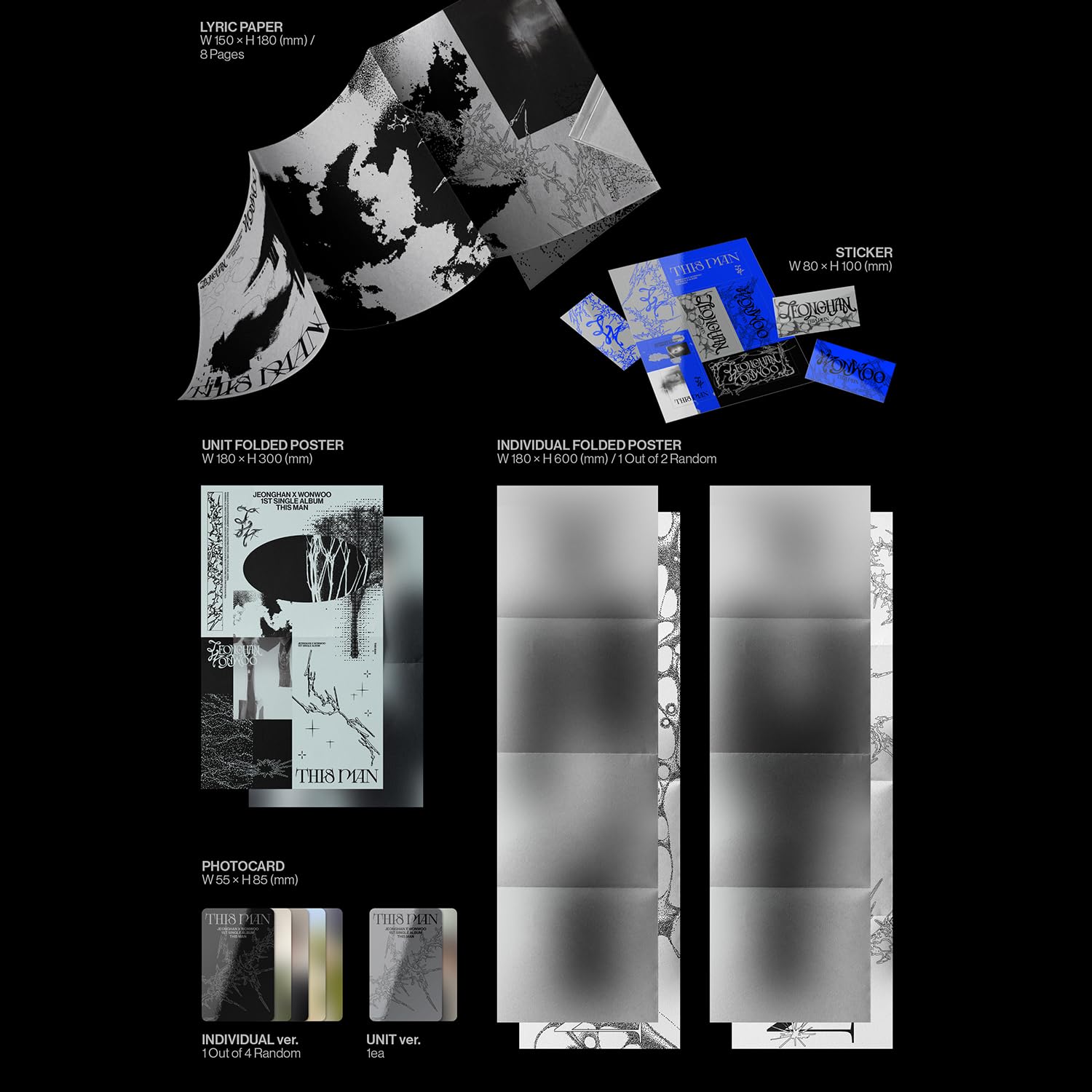 JEONGHAN X WONWOO of SEVENTEEN - 1st Single Album [THIS MAN] (Standard Ver.) Sleeve Box + Photo Book + Lenticular R + Lyric Paper + Sticker + Folded Poster + Photocard + 2 Extra Photocards
