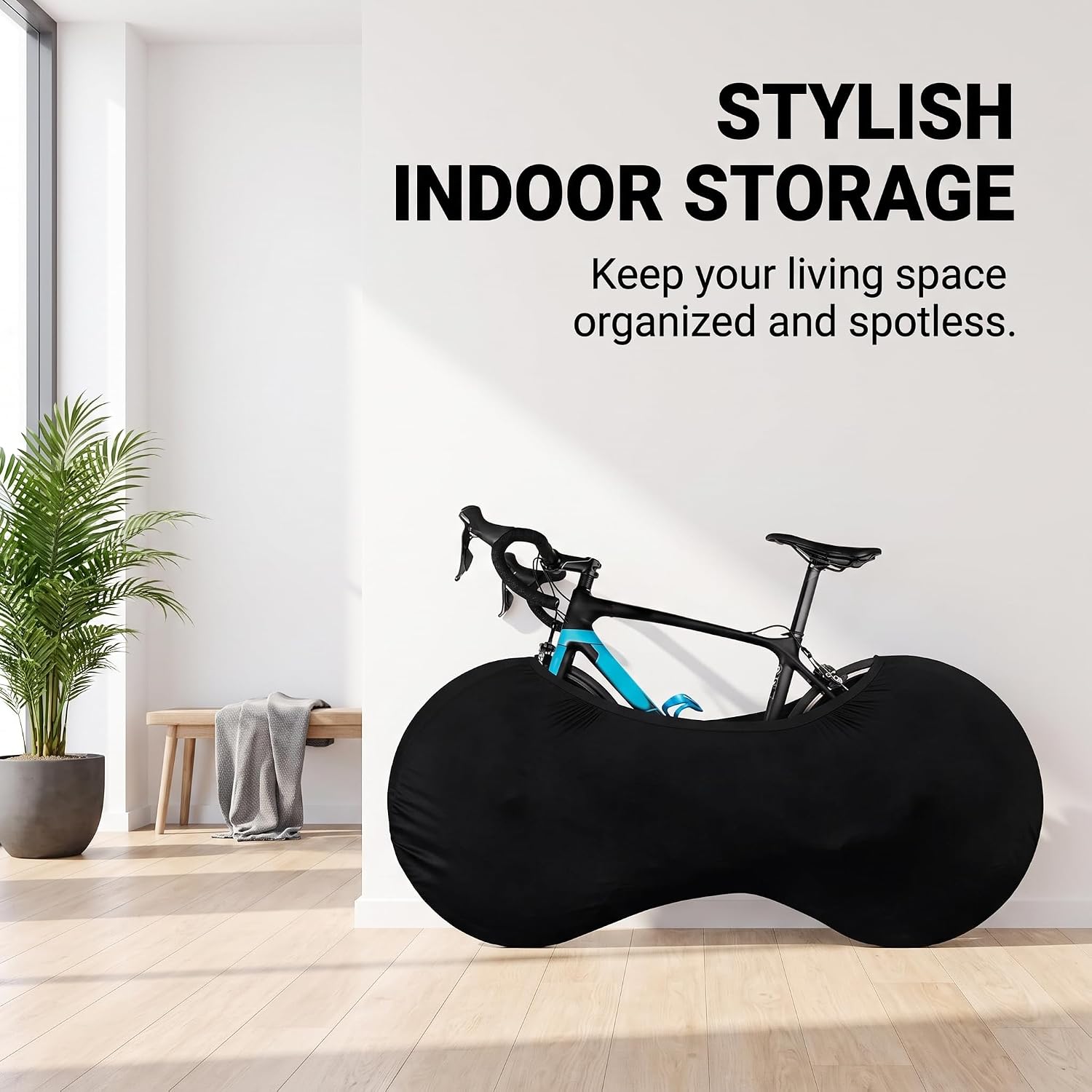 1 PC Bike Cover, Indoor Anti Dust High Elastic Bicycle Wheel Bag, Washable Bicycle Protection Storage Bag, Portable Half-Cover Bike Covers, Universal Fit for Mountain, Road Bikes (Black)