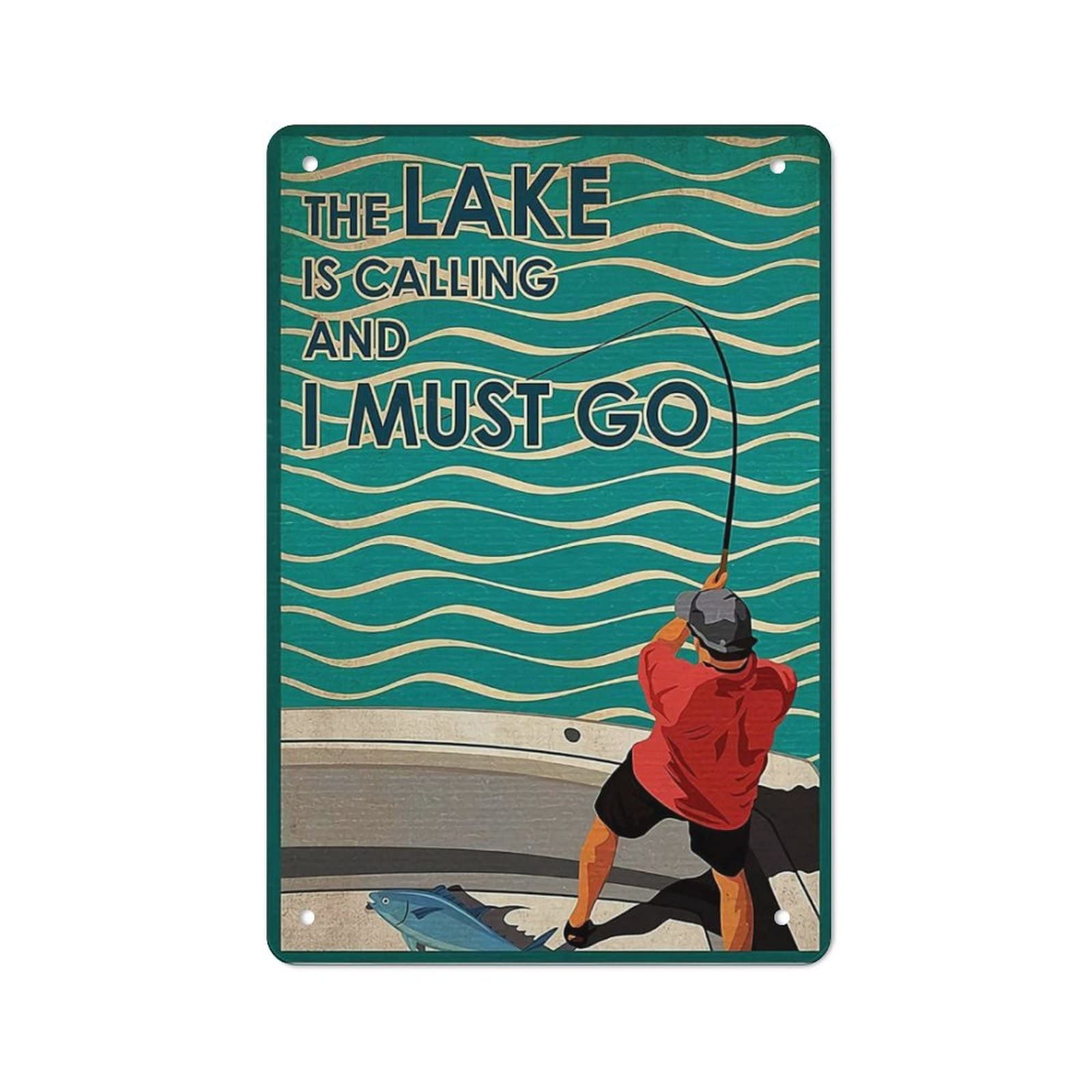 AOOEDM The Lake Is Calling And I Must Go Tin Metal Sign Wall Decor Funny Inspirational Quote Wall Art Sign Vintage Tin Signs For Home Coffee Bar Man Cave Sign Pub Poster