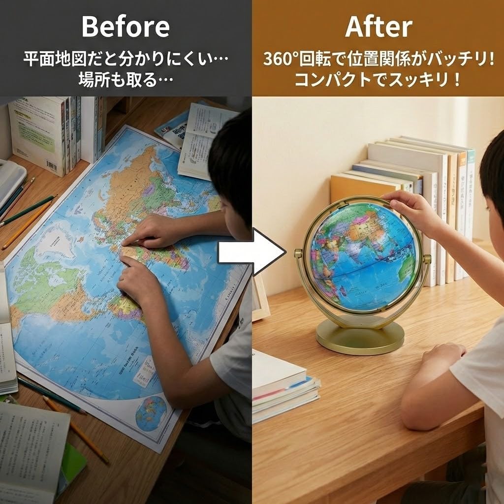 Globe, Compact, Mini, Interior, Stylish, Elementary Student, Study, Antique, Retro (Blue)