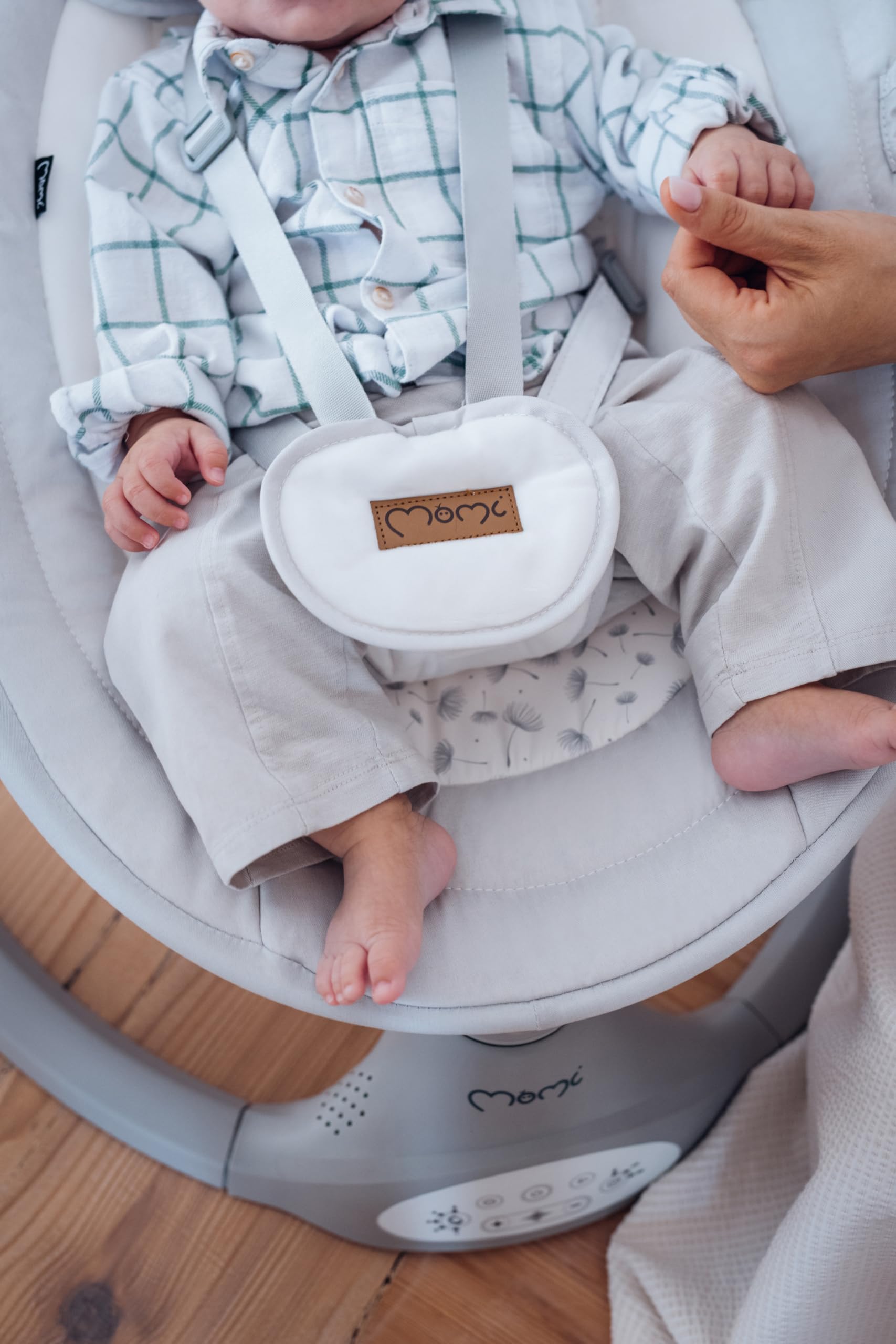 MoMi KENANI Babywippe klappbar mit Fernbedienung Bluetooth 5-Punkt-Sicherheitsgurt bis 9 kg
