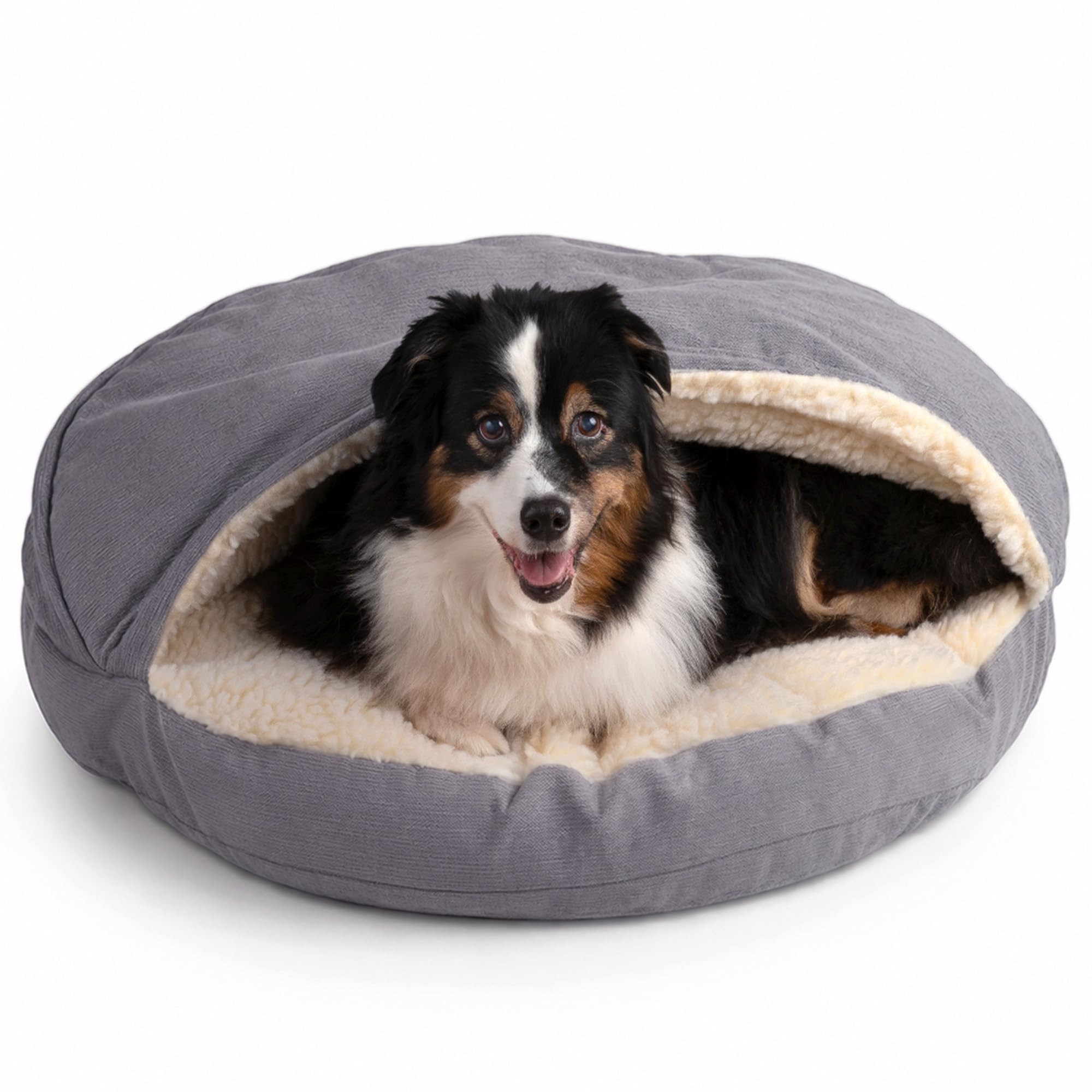Snoozer Cozy Cave Dog Bed Round Covered Heather Gray