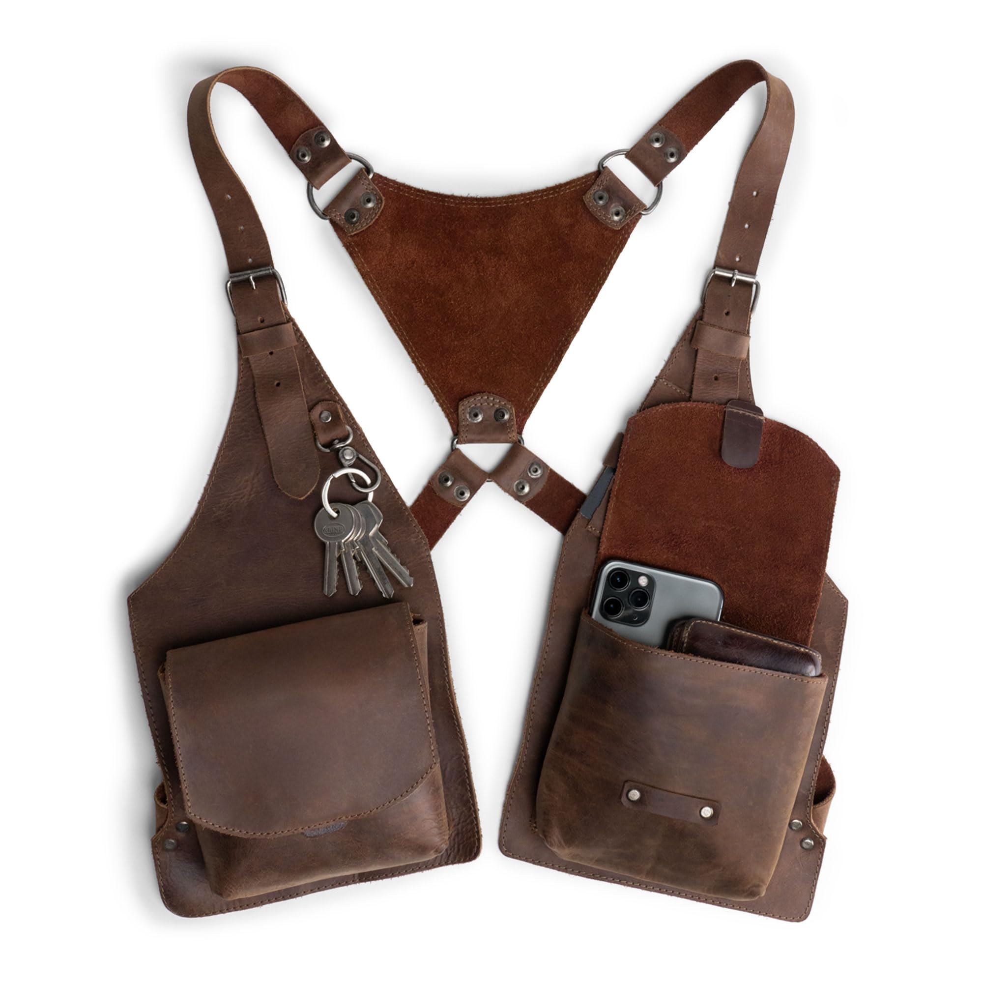 Shoulder Holster with Adjustable Straps, Ideal for Cosplay, Steampunk, Renaissance, Costume Parties, Full Grain Leather, Handmade