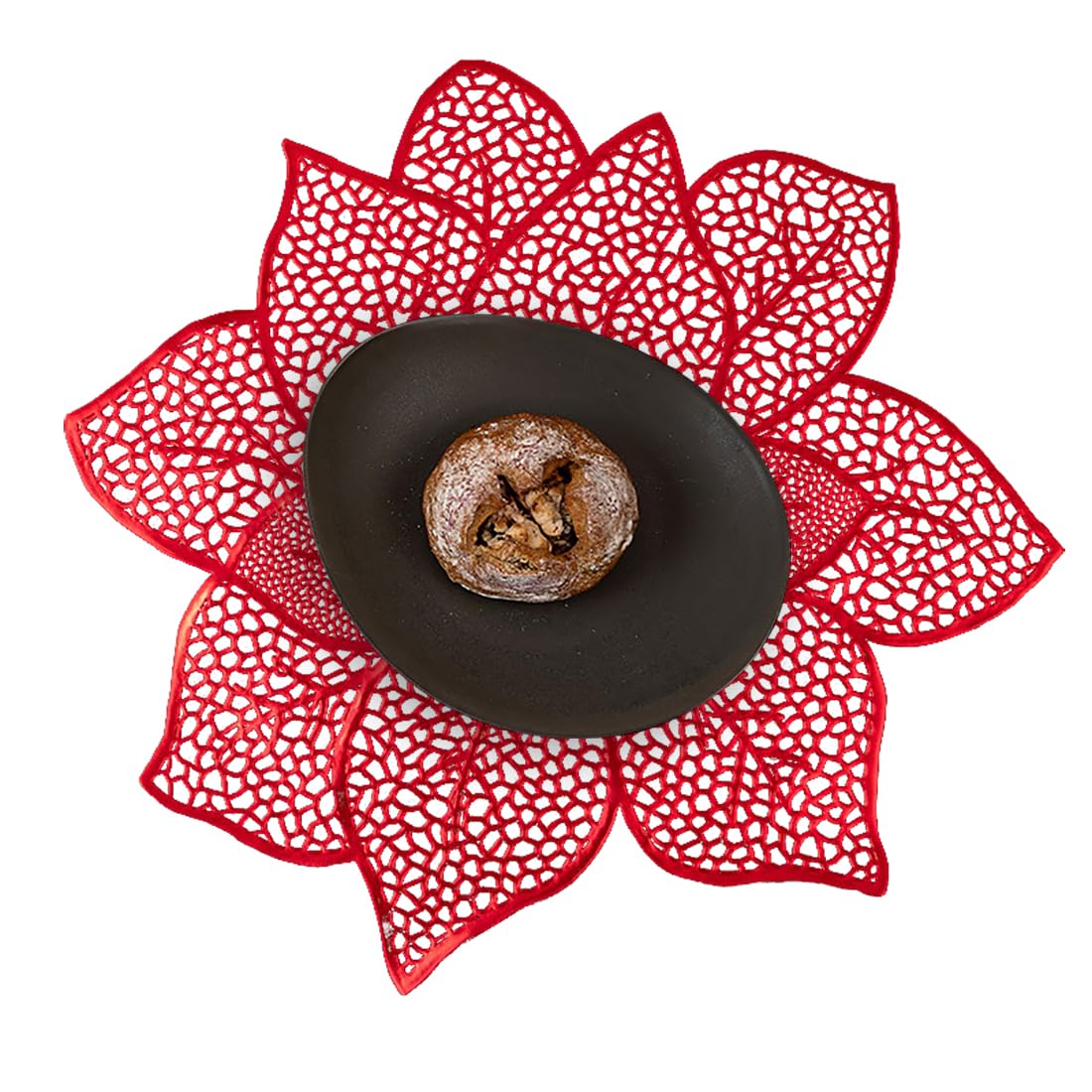 Pochemat In PVC A Forma Di Fiori Estetica Creativa-tavolo Rotondo Da 38 Cm/14,9 Pollici, Tappetino Da Pranzo Impermeabile Per Ristoranti Decorazioni Per Feste Domestiche,Rosso,10 Pezzi