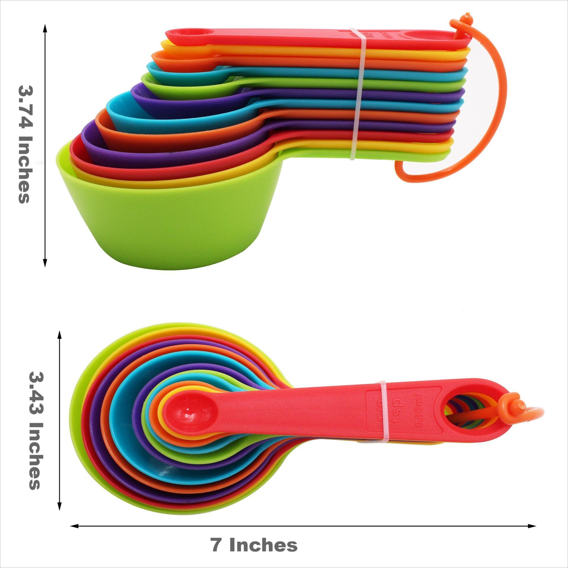 Nstezrne 15-Piece Plastic Measuring Cups & Spoons Set - BPA Free, With Leveler, Stackable, For Baking & Cooking