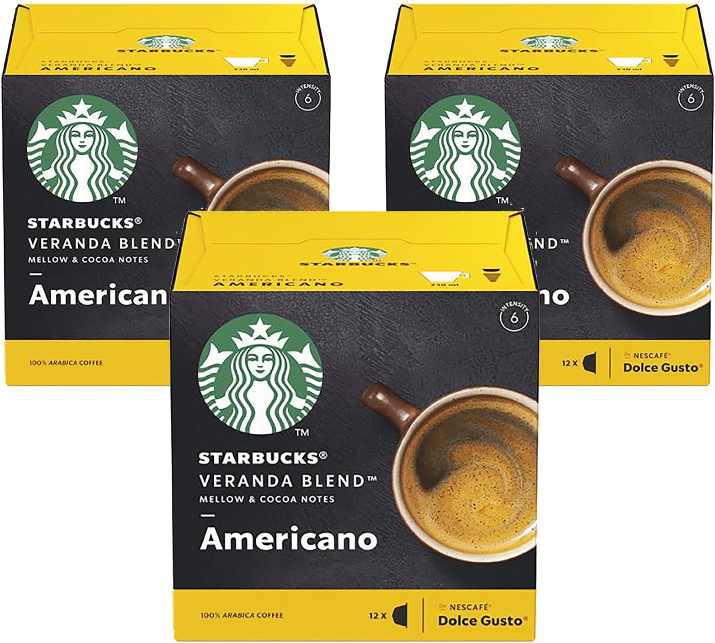 Nescafe Dolce Gusto Starbucks Americano Veranda Blend x 3 Boxes (36 Capsules) 36 Drinks