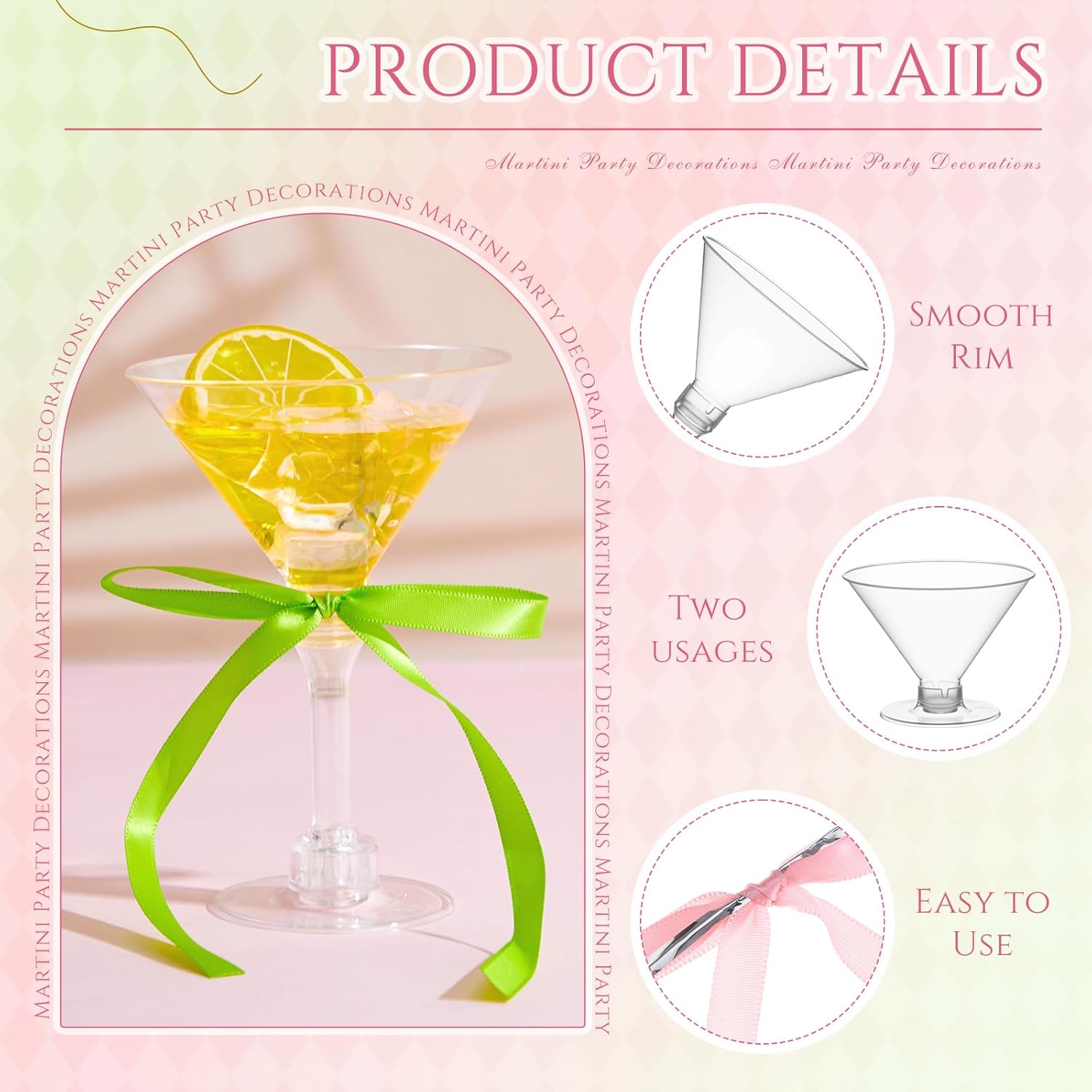 Maxdot 30 Sets A Tini Bit Older Birthday Party Supplies 5 oz Espresso Martini Glasses Plastic Mini Champagne Tower with Bows for Espresso Martini Bachelorette Decoration Tiny Bar(Pink, Green)