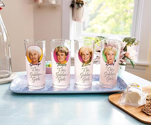 Miniatura 8 de The Golden Girls Frames - Vasos de 10 onzas con logotipo, juego de 4 | Vasos de bar para mimosas, cócteles