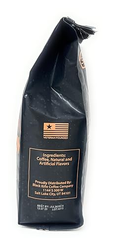 Miniatura 28 de Black Rifle Coffee Company Vainilla, bolsa de 12 onzas, café molido tostado medio, mezcla tostada hecha de granos arábigos, granos colombianos